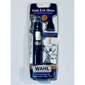 NEW WAHL Nose Ear Brow Hair WET/DRY Battery Dual-Head Trimmer